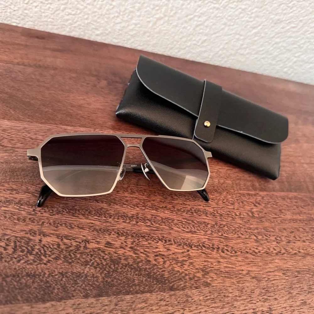 NWT! Titanium Sunglasses in Silver with Black Case - Picture 5 of 12